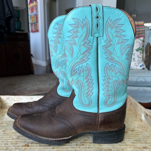 Justin L4853 AQHA Ladies Western Boot in Turquoise/Brown size 8 - Picture 3 of 14